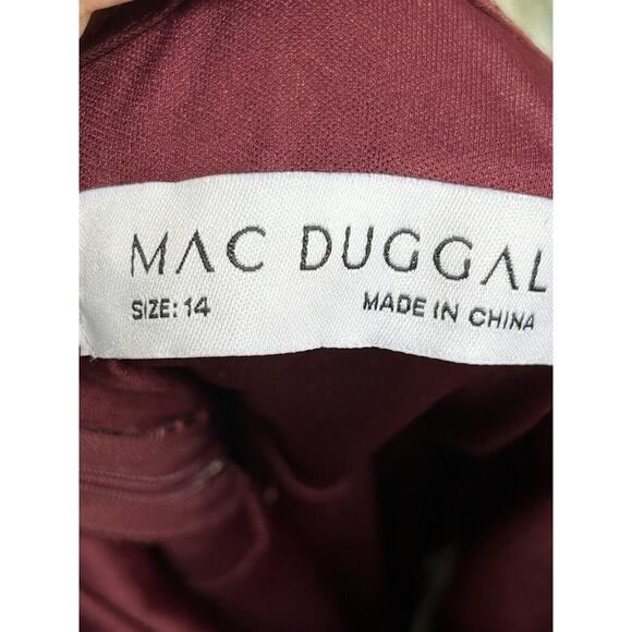 NWT Mac Duggal 20409 Embellished Illusion Gown Dress Long Sleeve Maroon Size 14 - Picture 10 of 13